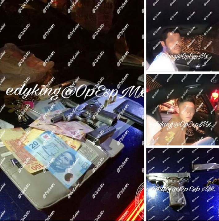 Los objetos asegurados por las autoridades en la Ciudad de México; iba con otro sujeto.